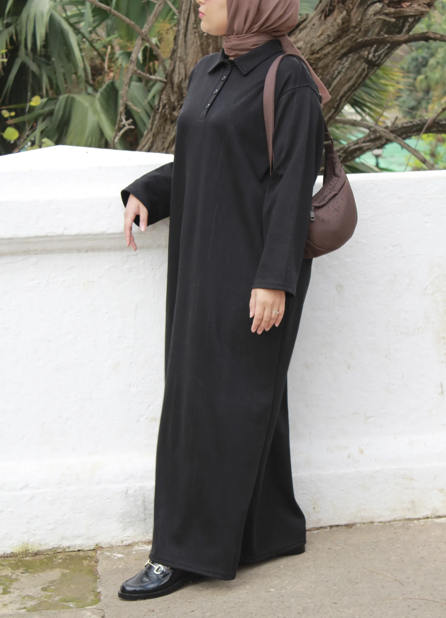 Robe Polo à boutons - Taille: standard = 38- 44 | Couleur: Noir